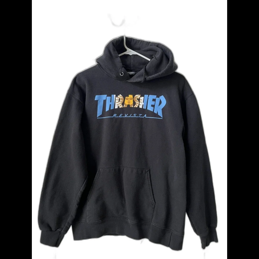 Thrasher Hoodie Sweatshirt Pullover Revista Argentina Black Size Small Skater - Picture 1 of 9
